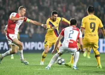Barcelona deixou o vestiário do Slavia Praga em verdadeiro caos (Crédito: Getty Images)