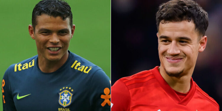 Thiago Silva e Coutinho se encontram em show no Rio de Janeiro (Crédito: Getty Images)