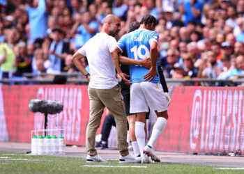 Sané em ação com a camisa do City (Crédito: GettyImages)