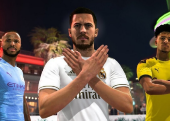 Hazard, Sterling e Sancho na última edição do FIFA 20 (Crédito: Divulgação EA)