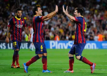Messi e Xavi foram companheiros de equipe entre 2004 e 2015 (Crédito: Getty Images)