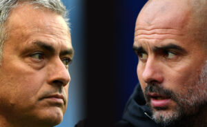 Pep Guardiola e José Mourinho foram rivais na Espanha e na Inglaterra (Crédito: GettyImages)