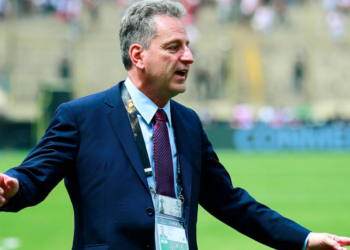 Rodolfo Landim em ação na final da Libertadores de 2019 (Crédito: GettyImages)