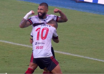 Gabigol marcou na vitória do Flamengo sobre o Fluminense (Crédito: Transmissão Premiere FC)