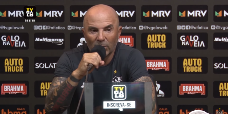 Jorge Sampaoli, treinador do Atlético Mineiro (Crédito: Transmissão Galo TV)