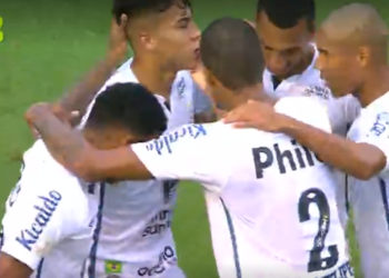 Santos vence o Internacional na Vila e sobe para o G-4 do Brasileirão (Crédito: Transmissão Premiere)