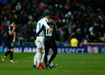 Cristiano Ronaldo e Neymar em ação por PSG e Real Madrid (Crédito: GettyImages)
