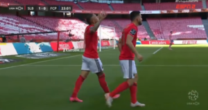 Everton Cebolinha fez o gol doBenfica sobre o Porto (Crédito: Transmissão ESPN Brasil)