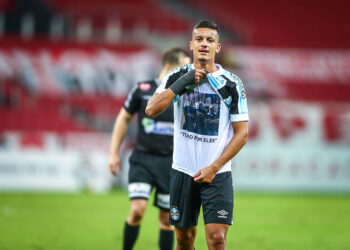 Ricardinho fez o gol da vitória do Grêmio diante do Internacional (Crédito: Lucas Uebel / Grêmio)