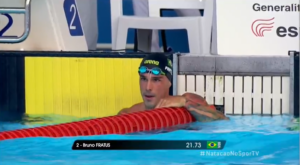 Bruno Fratus conquista medalha de ouro nos 50m livre em Barcelona (Crédito: Transmissão/ SporTV - 05/06/2021)
