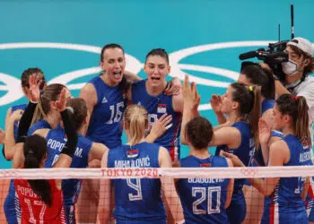 No Vôlei, Sérvia e Coreia do Sul duelaram nas Olimpíadas de Tóquio (Crédito: GettyImages)