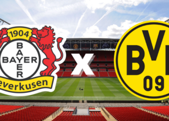 Emblemas de Bayer Leverkusen e Borussia Dortmund (Crédito: Getty Images / Divulgação)