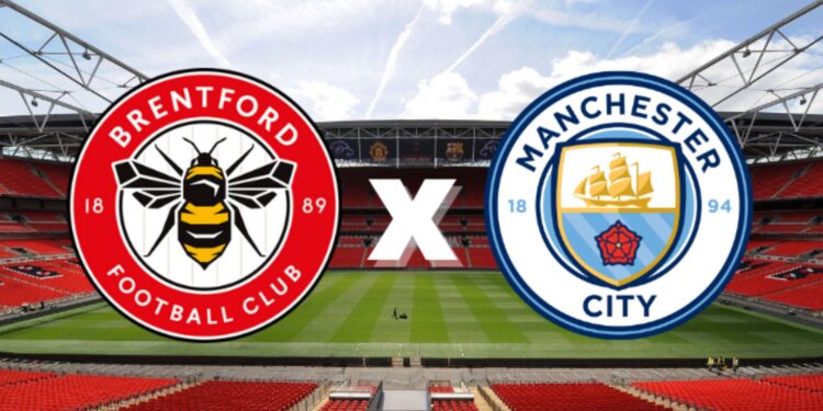 Emblemas de Brentford e Manchester City (Crédito: Getty Images / Divulgação)