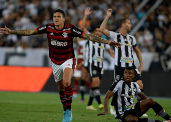 Pedro, jogador do Flamengo comemorando o gol diante do Botafogo pelo Campeonato Carioca (Crédito: Marcelo Cortes/Flamengo/Flickr)