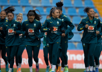Brasil durante o treinamento antes do amistoso contra a Espanha (Crédito: Lucas Figueiredo/CBF/Flickr)