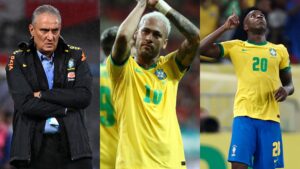 Tite, Neymar e Vinícius Jr querem trazer o hexa para a Seleção Brasileira (Crédito: GettyImages)