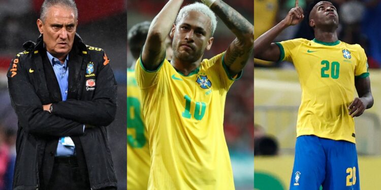 Tite, Neymar e Vinícius Jr querem trazer o hexa para a Seleção Brasileira (Crédito: GettyImages)