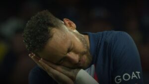 Neymar ajudou o PSG a conseguir a vitória contra o Montpellier no Campeonato Francês (Crédito: Transmissão ESPN)