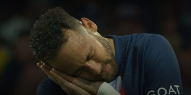 Neymar ajudou o PSG a conseguir a vitória contra o Montpellier no Campeonato Francês (Crédito: Transmissão ESPN)