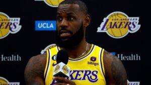 LeBron James no Media Day do Los Angeles Lakers, na NBA (Crédito: Getty Images)
