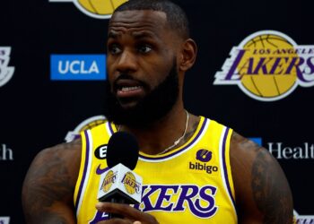 LeBron James no Media Day do Los Angeles Lakers, na NBA (Crédito: Getty Images)