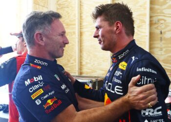 Christian Horner, da Red Bull, e Max Verstappen, da F1 (Crédito: Getty Images)