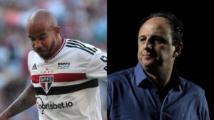 Rogério Ceni e Patrick tiveram problemas nos últimos dias e chegaram a ter uma forte discussão nos vestiários (Crédito: Rubens Chiri/ SPFC.NET)