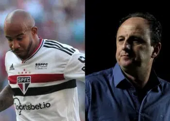 Rogério Ceni e Patrick tiveram problemas nos últimos dias e chegaram a ter uma forte discussão nos vestiários (Crédito: Rubens Chiri/ SPFC.NET)