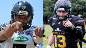 Galo FA x Rio Preto Weilers: semifinal coloca dois dos melhores QBS do FABR frente a frente (Crédito: Montagem de fotos - Tiago Munden e Andrey Queiroz)