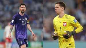 Szczesny e Messi se enfrentaram na Copa do Mundo 2022 em Polônia x Argentina (Crédito: Getty Images)