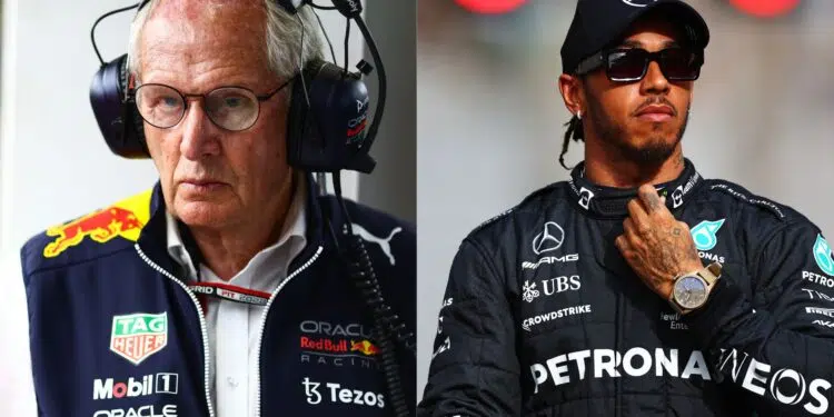Helmut Marko, da Red Bull, e Lewis Hamilton, da Mercedes, na F1 (Crédito: Getty Images)