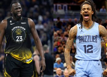 Draymond Green, do Warriors, e Ja Morant, do Grizzlies, na NBA (Crédito: Getty Images)