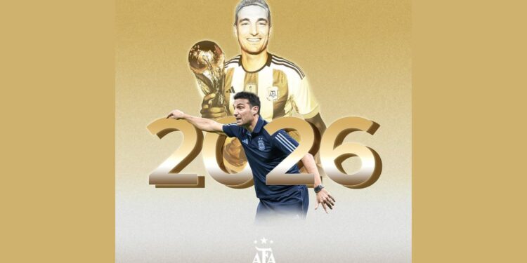 Argentina vai manter Lionel Scaloni até 2026 (Crédito: Divulgação / Argentina)