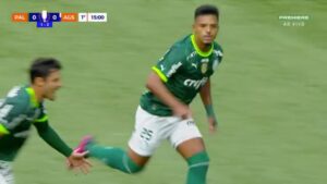Palmeiras abre o placar na final do Paulistão (Crédito: Reprodução Premiere)