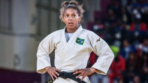 Rafaela Silva perde na estreia e é eliminada do Mundial de Judô (Crédito: Reprodução: Twitter/Time Brasil)