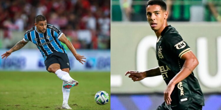 Grêmio x América será definido no Brasileirão 2023 (Crédito: Lucas Uebel/Grêmio/Mourão Panda/América/Flickr)