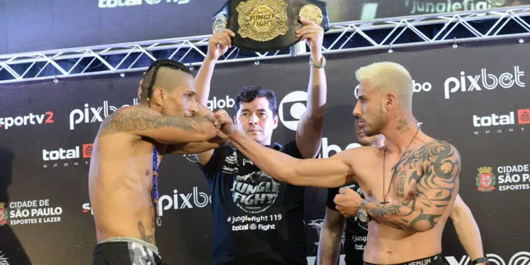 Arcângelo e Lucas disputam o título dos leves do Jungle Fight (Crédito: Leonardo Fabri)