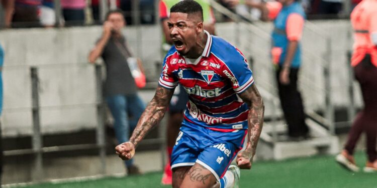 Marinho anota gol da classificação do Fortaleza na Copa Sul-Americana (Crédito: Mateus Lotif/Fortaleza EC)