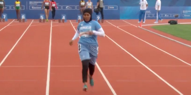 Atleta da Somália faz pior tempo da história nos 100 metros e é investigada (Crédito: Reprodução: Twitter)