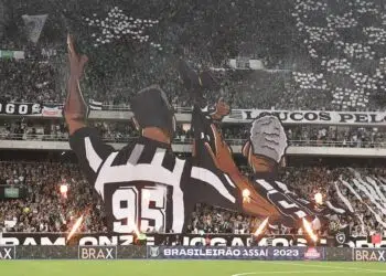 Botafogo realizou um mosaico contra o Internacional, na última partida em casa pelo Brasileiro (Crédito: Foto: Alexandre Durão)