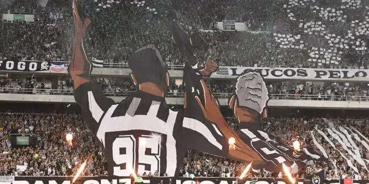 Botafogo realizou um mosaico contra o Internacional, na última partida em casa pelo Brasileiro (Crédito: Foto: Alexandre Durão)