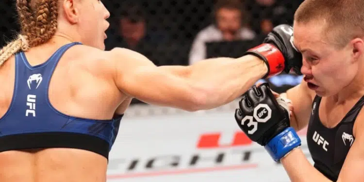 Rose Namajunas fratura mão em confronto com Manon Fiorot (Crédito: Foto: Reprodução)