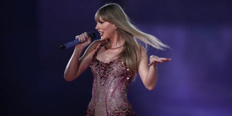 Taylor Swift durante show (Crédito: Foto: Alexandre Cassiano)