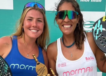 Dupla conquistou o título do Circuito Mormaii ITF de Beach Tennis (Crédito: Gustavo Canha)