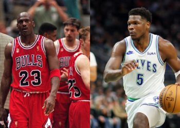 Anthony Edwards e Michael Jordan (Crédito: Getty Images)