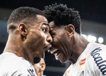 Santos contra o RB Bragantino (Crédito: Raul Baretta / Santos FC / Instagram)