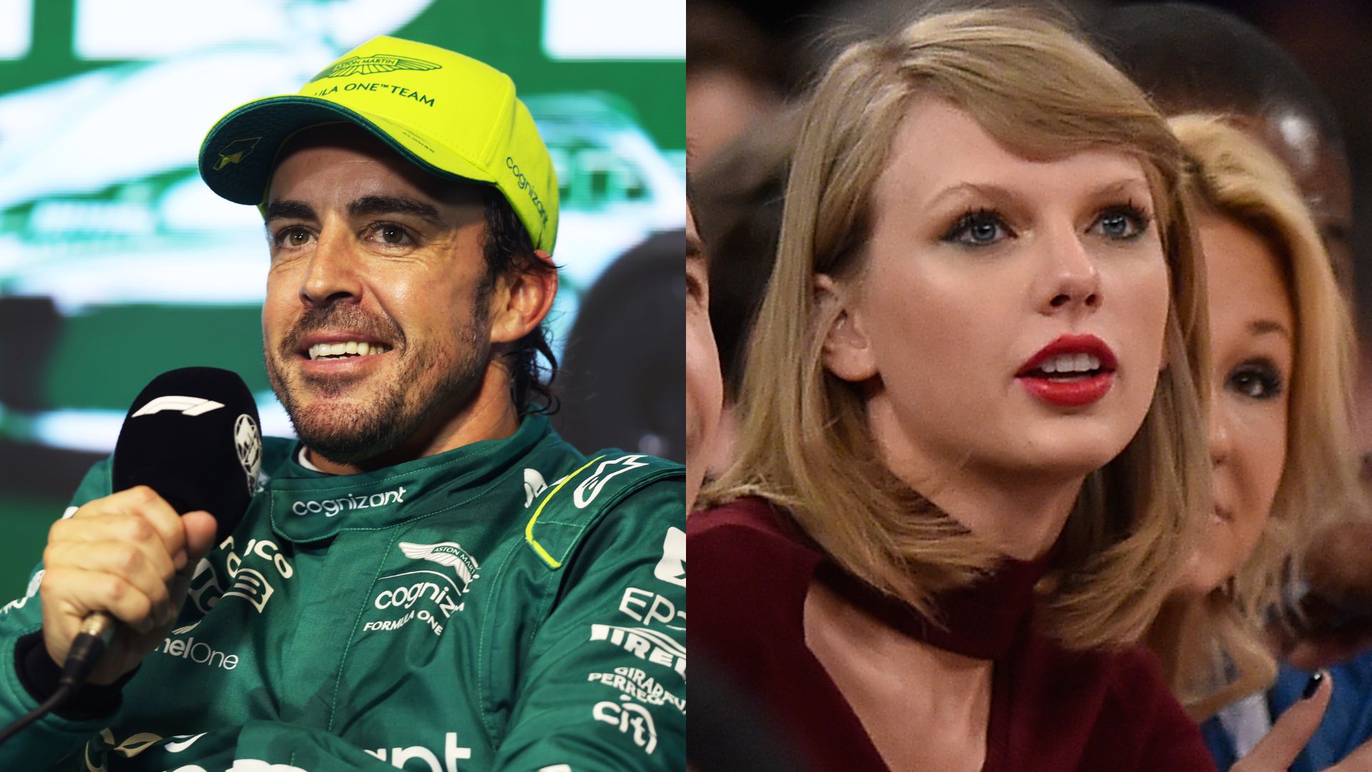 Fernando Alonso, piloto na F1, e a cantora Taylor Swift - Getty Images
