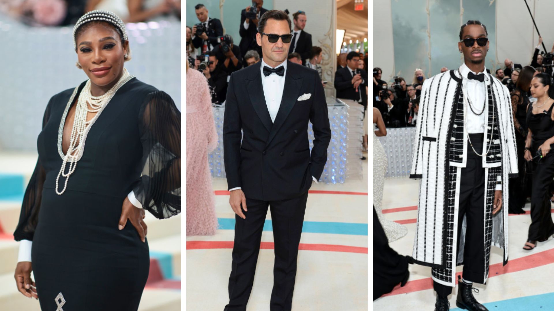 Serena Willians, Roger Federer e Shai Gilgeous-Alexander no Met Gala 2023 - Foto: Divulgação/Instagram