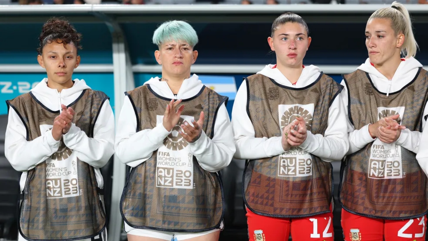 Yamila Rodriguez deixou à mostra tatuagens na estreia da Argentina na Copa do Mundo Feminina - Foto: Getty Images