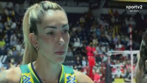 Thaisa se emociona ao falar de Walewska: “Espelho para mim” - Transmissão/ SporTV